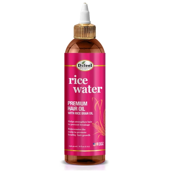 Difeel Rice Water Premium Hair Oil 8 oz, Strengthening Treatment for Growth, Anti-Frizz Care