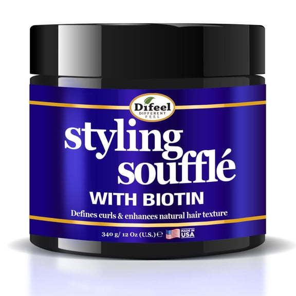 Difeel Biotin Hair Styling Cream, Curl Defining Souffle, Frizz Control & Boosts Shine, 12 oz.