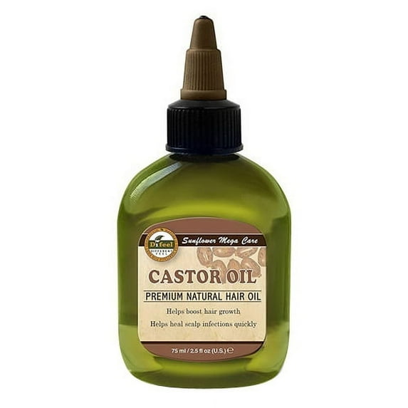 Difeel Sunflower Mega Care Castor Oil Premium Natural Hair Oil, 2.5 Oz, 6 Pack