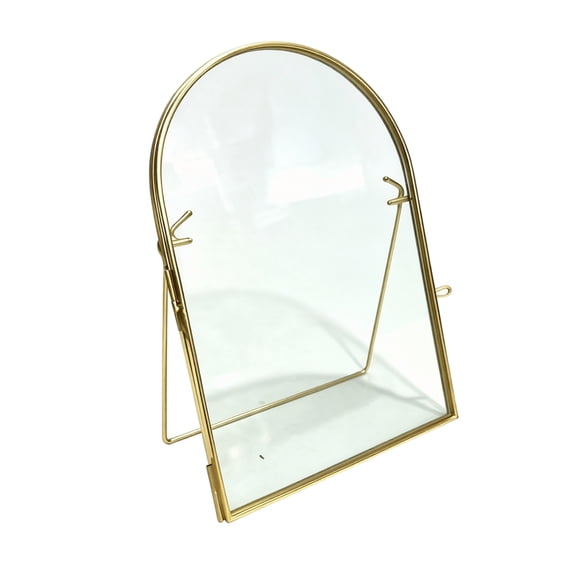 Diffdany Pressed Flower Frame, Semi Circle Glass Frame for Pressed Flowers with Metal Border, Decorative Flower Frame for Botanical Art, Photos and Desktop Display