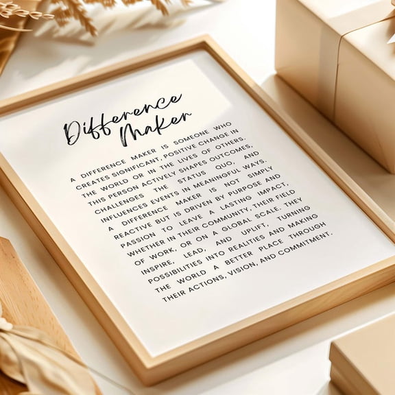 Difference Maker Definition Inspirational Wall Art, Unframed Canvas Size 8x12