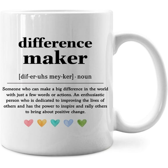 Difference Maker Definition Mug - Thank You Gifts, Appreciation Gifts for Coworkers, Retirement Gifts, 11oz Difference Maker Coffee Mug Ceramic