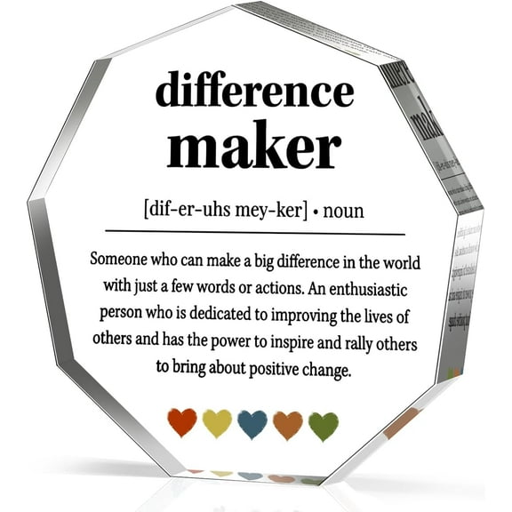 Difference Maker Gifts, Thank You Gifts for Mentor Manager Boss Coach Lawyer Coworkers Staff, Appreciation Ideas Gifts Difference Maker Definition Decor Acrylic Signs Plaques