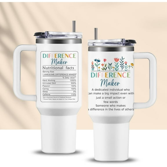Difference Maker Gifts for Women, Birthday Appreciation Gift for Leader Teachers Coworker Difference Maker Stainless Steel Tumbler Coffee Mug 40 oz