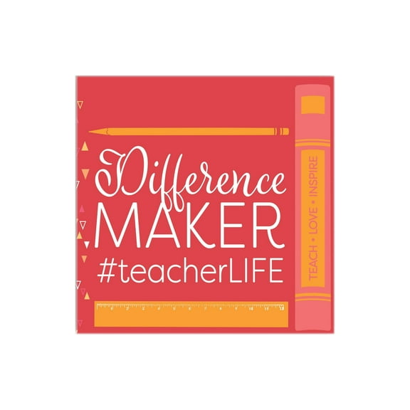 Difference Maker Teacher Red Pencil Ruler 12 x 12 Wood Wall Sign Plaque