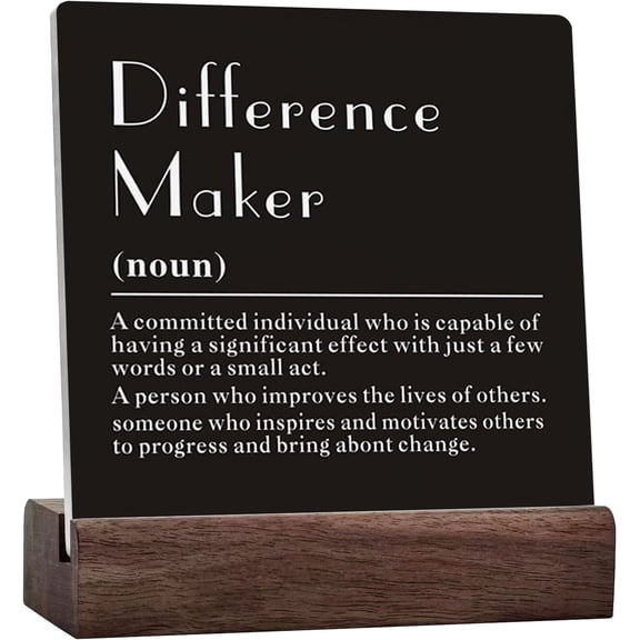 Difference Maker Thank You Gifts Office Decor & Funny Inspirational Desk Decor For Coworker Gifts Women Men Teacher Boss Day Retirement - Rustic Ceramic Table Sign For Tabletop Office Bookshelf