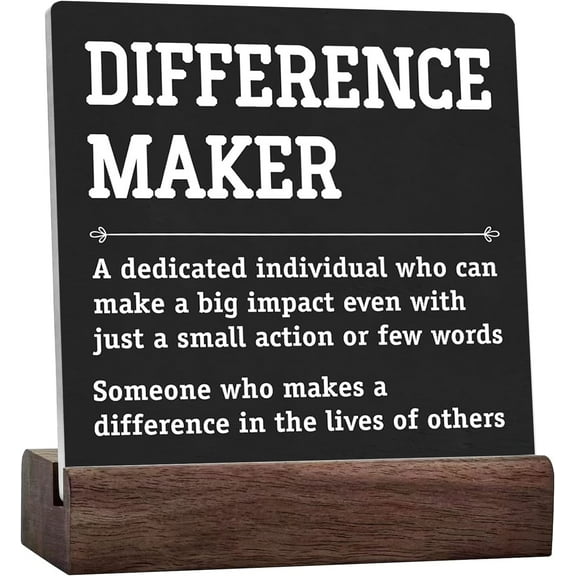 Difference Maker Thank You Gifts Office Decor Funny Inspirational Desk Decor Coworker Gifts For Women Men Teacher Boss Day Retirement Rustic Ceramic Table Sign For Tabletop Office Bookshelf Black