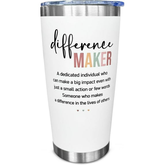Difference Maker Tumbler, 20 Oz Stainless Steel - Motivational, Office, Work Gifts for Women - Anniversary, Christmas, Birthday, Thank You Gifts for Boss, Leader, Employee, Coworker, Teacher