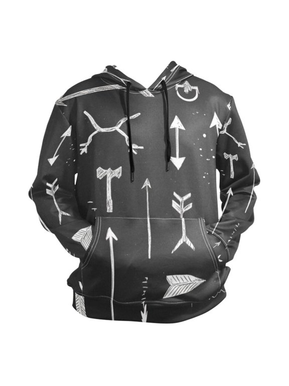 Different Arrows on Black Background Men’s Hoodies Sweatshirt Fleece Jackets Long Sleeve Sweatshirts