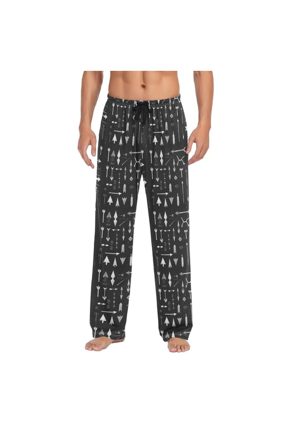 Different Arrows on Black Background Mens Pajama Pant Sleep and Lounge Bottons with Pockets