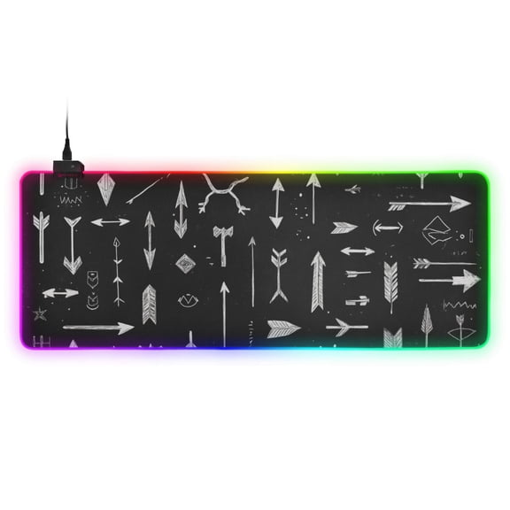 Different Arrows on Black Background RGB Gaming Mouse Pad Large Keyboard Mat Rubber Base 13 Light Modes