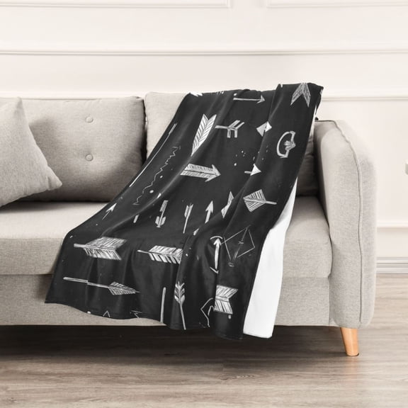 Different Arrows on Black Background Throw Blanket 60" x 90" Soft and Warm Blankets for Couch Sofa and Bed