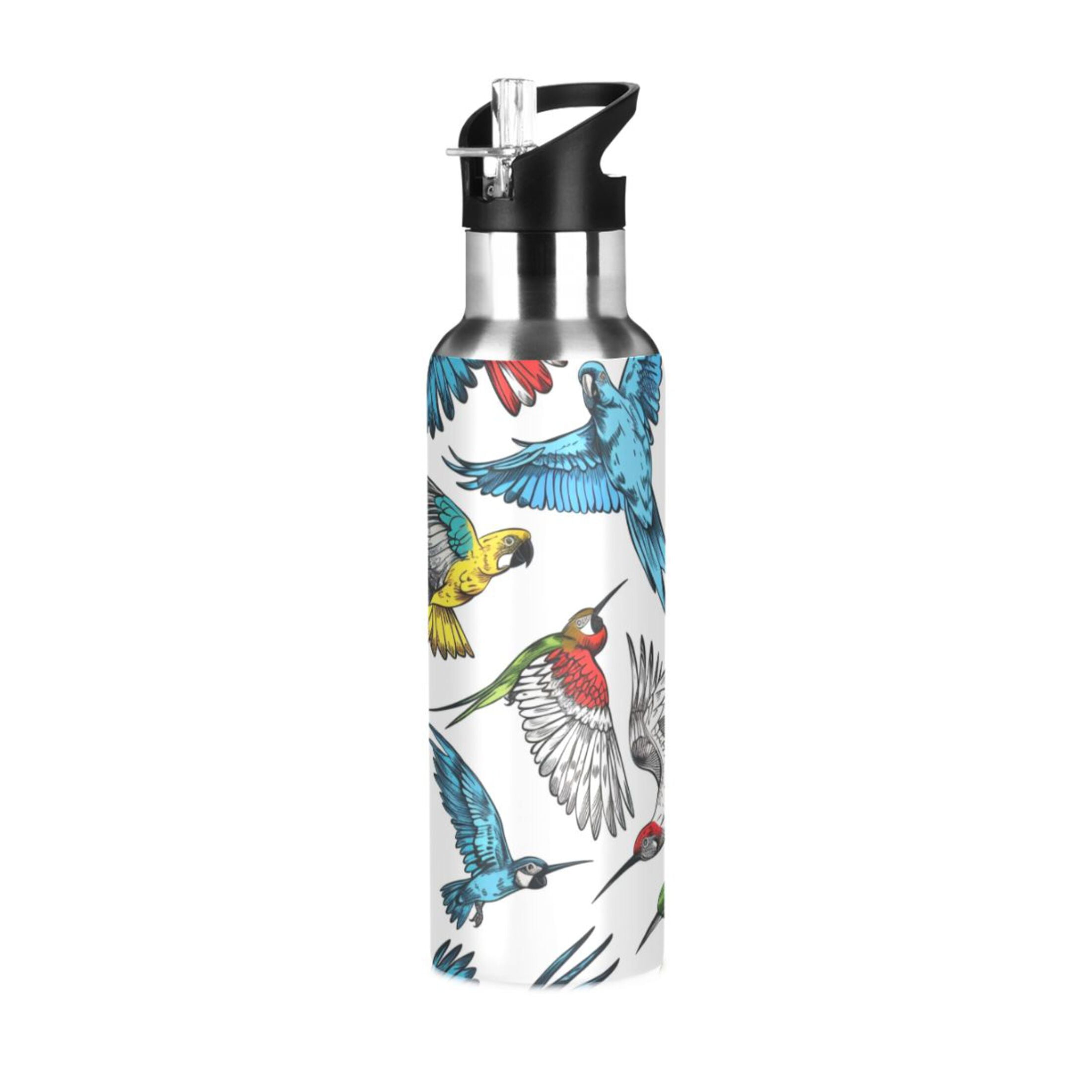 32oz Colorful Bird Water Bottle With Straw - BPA-Free Tritan, Leakproof, Wide Mouth For School & Gym