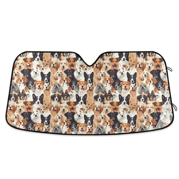 Different Breeds Dogs Car Windshield Sun Shade Foldable Car Front Window Visor Heat and UV Protection 53x23.5