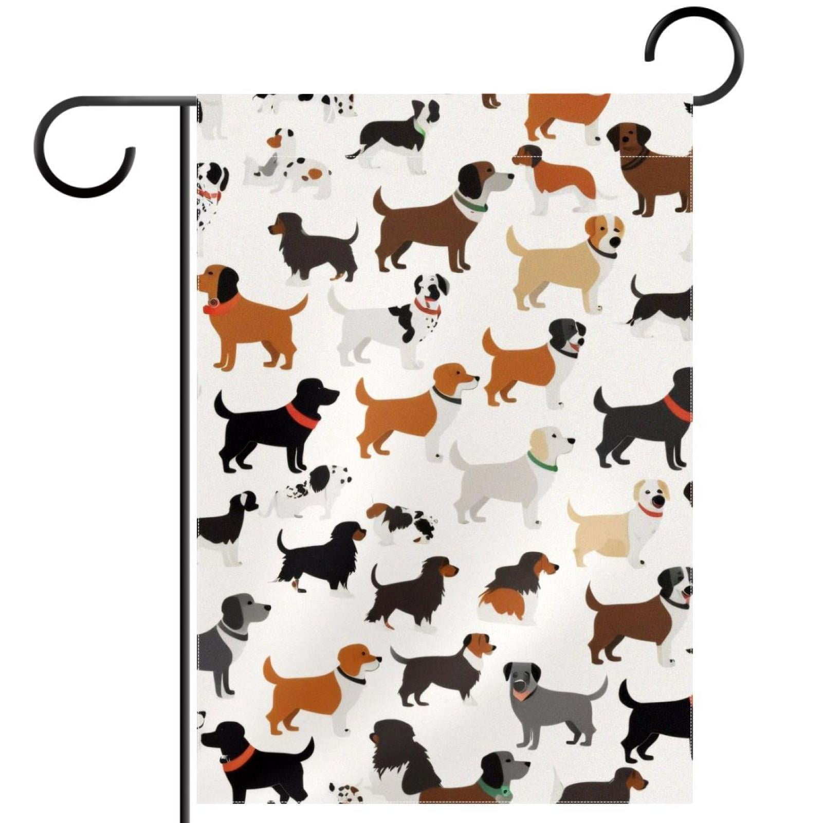 Different Breeds of Dogs Double Sided Garden Flag Decorative Weather Resistant Yard Flag, Large DIY Vertical Flag for Farmhouse Patio Lawn, 28x40 Inch