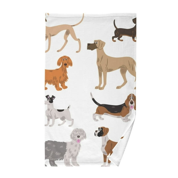 Different Cartoon Dogs Cotton Face Towels Absorbent Hand Towel Soft Bathroom Towel for Kitchen Hotel Decoration