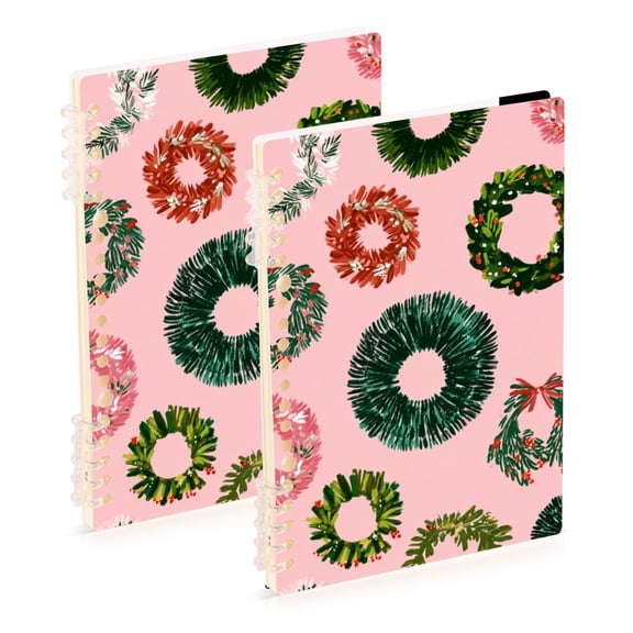 Different Christmas Wreaths Notebook Detachable Coil Notebook Diary Plan Book A5 Size 60 Pages 1 Pack