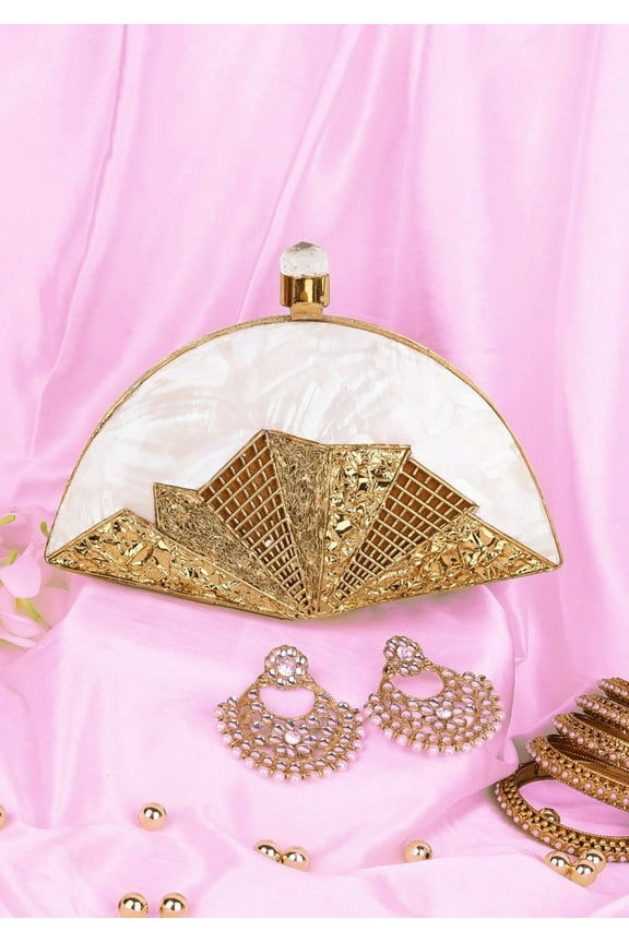 Handcrafted original/natural Seashell inlaid Clutch bag Gold Wedding Designer Handbag for Women