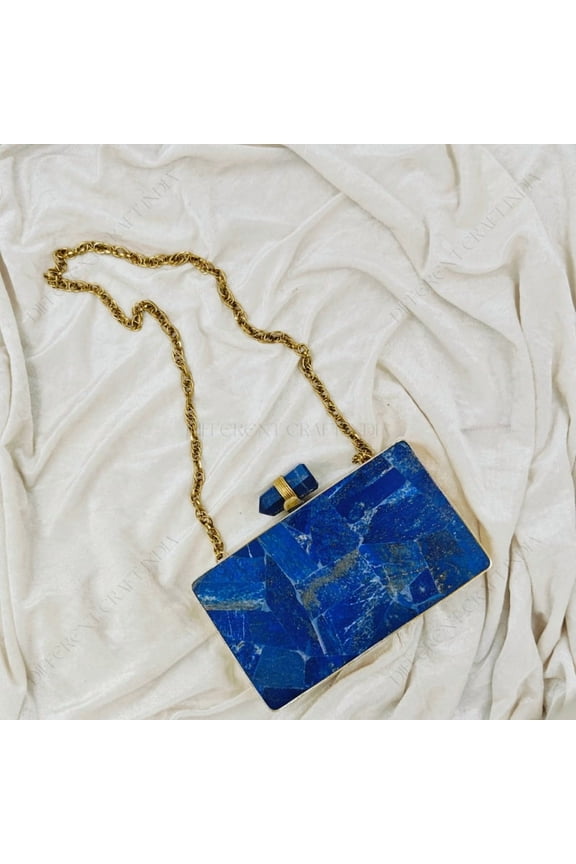 Lapis Lazuli Gemstone Evening Bag | Designer Clutch