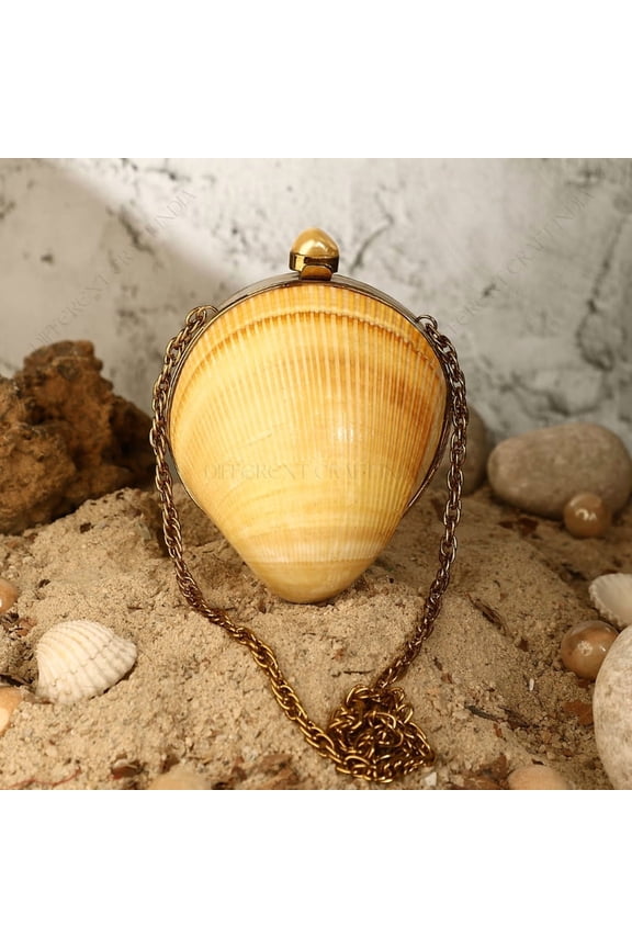 Mini Yellow Cockle Seashell Clutch Bag | Shell-Pearl