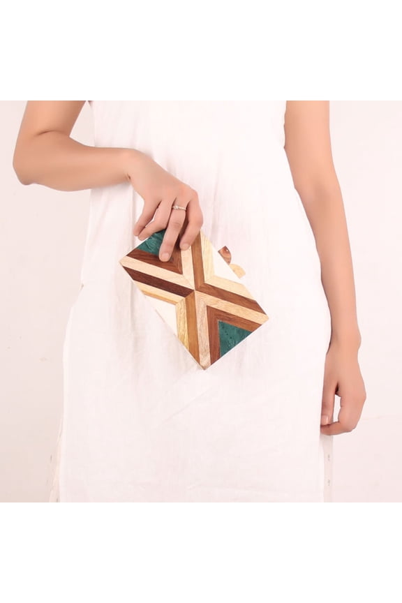Wooden & Resin Mix Clutch Purse, Natural Wooden artisian, Sling Bag for women