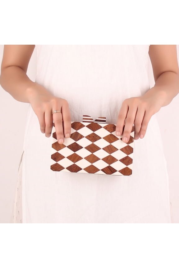Wooden and Resin Mix clutch bag for women
