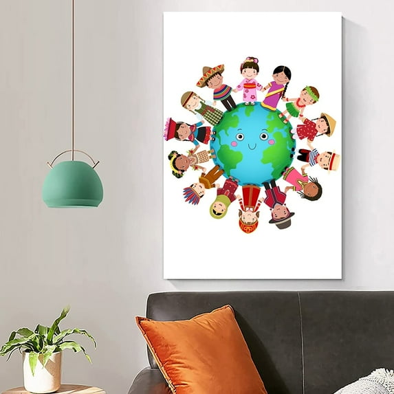 Different Cultures United-14"x14" Canvas Artwork - Multi-Color 20 x 30