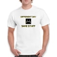 thumbnail image 1 of Different Day Same Stuff Quote With Sad Face. Men White T-Shirt, Male XX-Large, 1 of 4