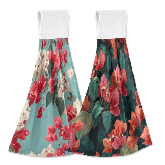 Different Design 2pcs Loop Hanging Bathroom Kitchen Hand Towel Bougainvillea Vector Bougainvillea