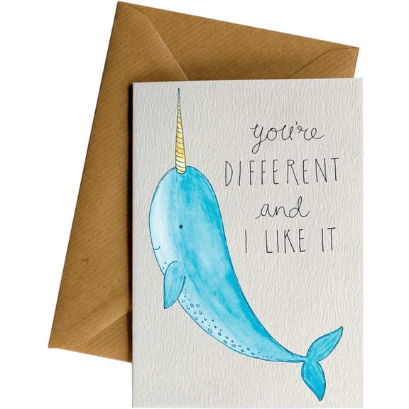 You're Different and I Like It Narwhal Greeting Card  Funny Friend Card  Cute Blank Card with Envelope  Perfect for Encouragement, Support, or Friendship