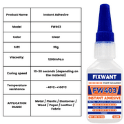 Different Instant Adhesives - Strong Bond for PVC, Ceramic, Wood, Leather - Shockproof & Heat Resistant Glue for DIY/Home Fixing