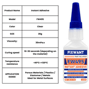 Different Instant Adhesives - Strong Bond for PVC, Ceramic, Wood, Leather - Shockproof & Heat Resistant Glue for DIY/Home Fixing