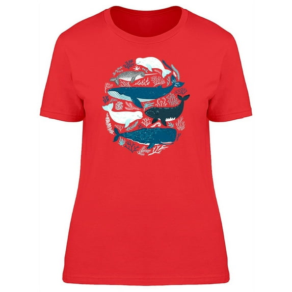 Different Kinds Of Whales Doodle T-Shirt Women -Image by Shutterstock, Female x-Large
