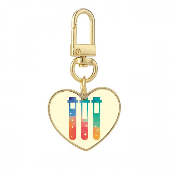 Different Liquids Test Tubes Chestry Gold Heart Keychain Metal Keyring Holder