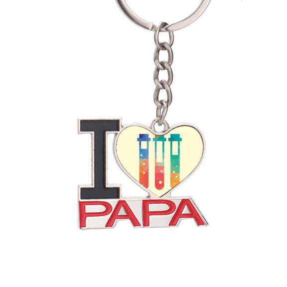 Different Liquids Test Tubes Chestry Keychain Metal Keyring Holder Love PAPA Father