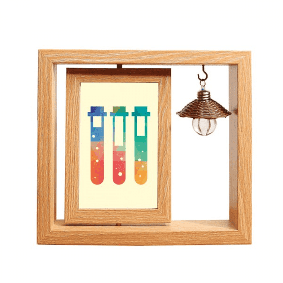 Different Liquids Test Tubes Chestry Wooden Rotating Picture Photo Frame 4x6