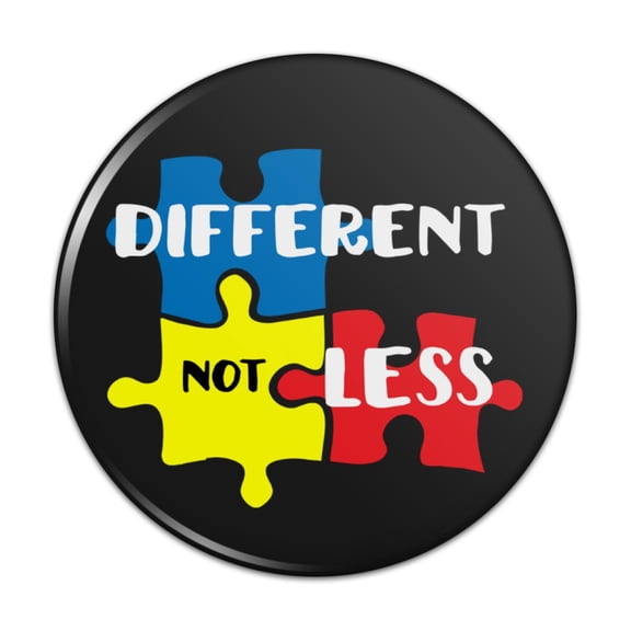 Different Not Less Autism Puzzle Pieces Pinback Button Pin