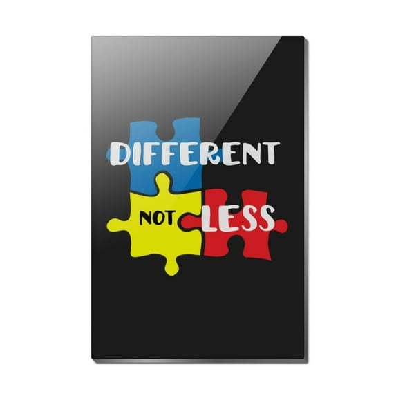 Different Not Less Autism Puzzle Pieces Rectangle Acrylic Fridge Refrigerator Magnet