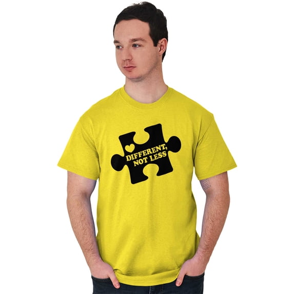 Different Not Less Autism Puzzle Plus Size Crewneck Graphic Tee Shirt Brisco Brands 5X