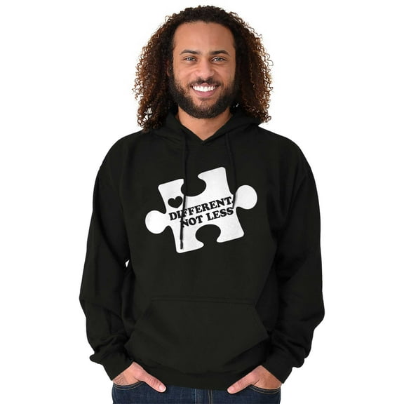 Different Not Less Autism Puzzle Unisex Plus Fleece Graphic Hoodie Brisco Brands 3X