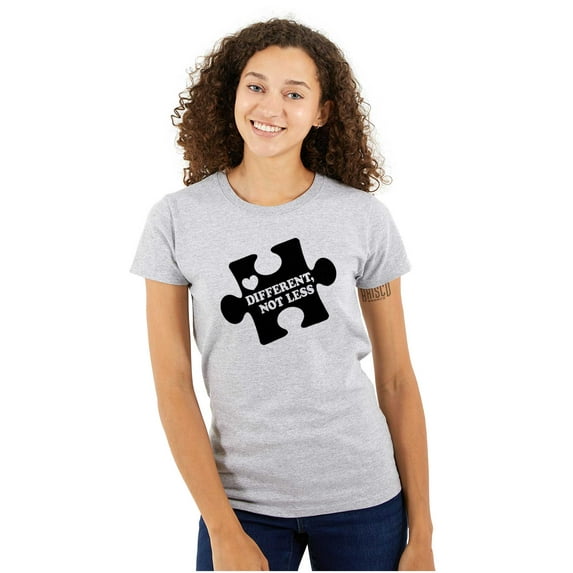 Different Not Less Autism Puzzle Womens Slim Fit Graphic Tee Brisco Brands X