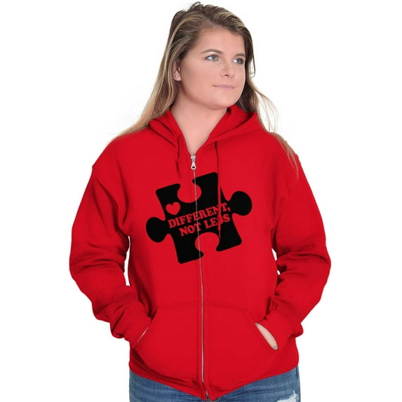 Different Not Less Autism Puzzle Zip Up Hoodie Men's Women's Brisco Brands L