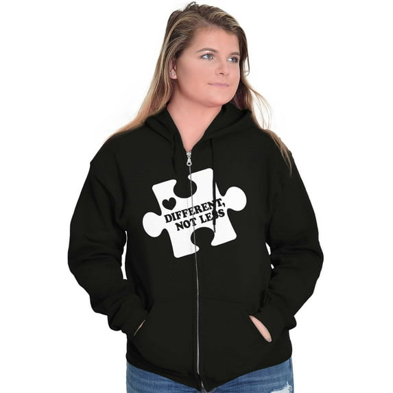 Different Not Less Autism Puzzle Zip Up Hoodie Men's Women's Brisco Brands S