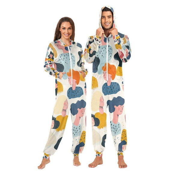 Different People Adult Onesie Pajamas Slim Fit Christmas One Piece Suit Pjs for Women and Men Hooded Zipper