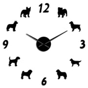 Different Pet Dog Breeds Frameless Wall Clock Stickers, DIY Modern Decorative Clocks for Living Room, Bedroom, Office - Easy to Install, Large 3D Clock Design Black,37in