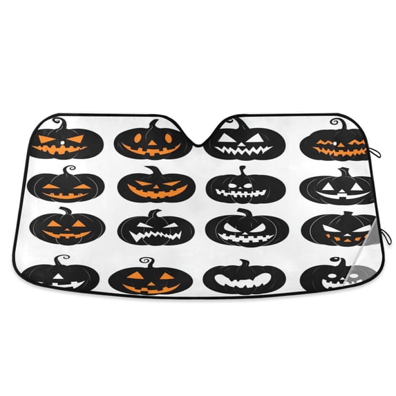 Different Pumpkin Face Car Windshield Sun Shade Foldable Car Front Window Visor Heat and UV Protection 53x23.5