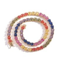 Different Shapes Colorful Necklace for Women 18K Gold Plated Lab Diamond Tennis Necklace Chain CZ Necklaces for Women Party Prom Jewelry Irregular Necklace