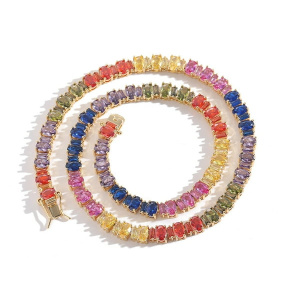 Different Shapes Colorful Necklace for Women 18K Gold Plated Lab Diamond Tennis Necklace Chain CZ Necklaces for Women Party Prom Jewelry Irregular Necklace
