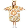 thumbnail image 1 of Different Shapes Of Bread Flannel Wearable Blankets Hooded Design Long Sleeves Wrap Unisex for 3T-14Y S, 1 of 7