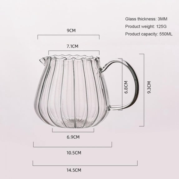 Different Size Glass Milk Jug,Heat-resistant Transparent Glass Cup With Handle,Wave Shaped Coffee Milk Tea Cup Multifunctional Glass Jug for Home Drinkware Kitchenware